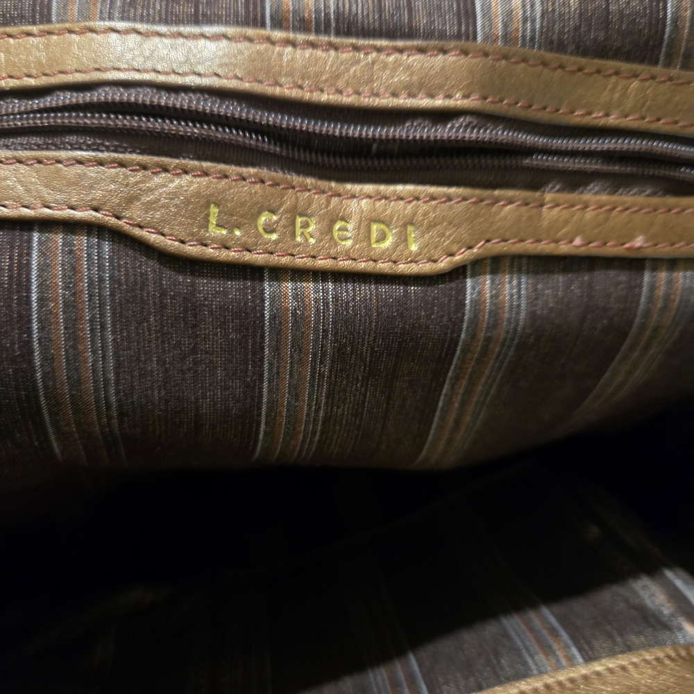 Elegant L.Credi Bronze Leather Handbag - Picture 5 of 6